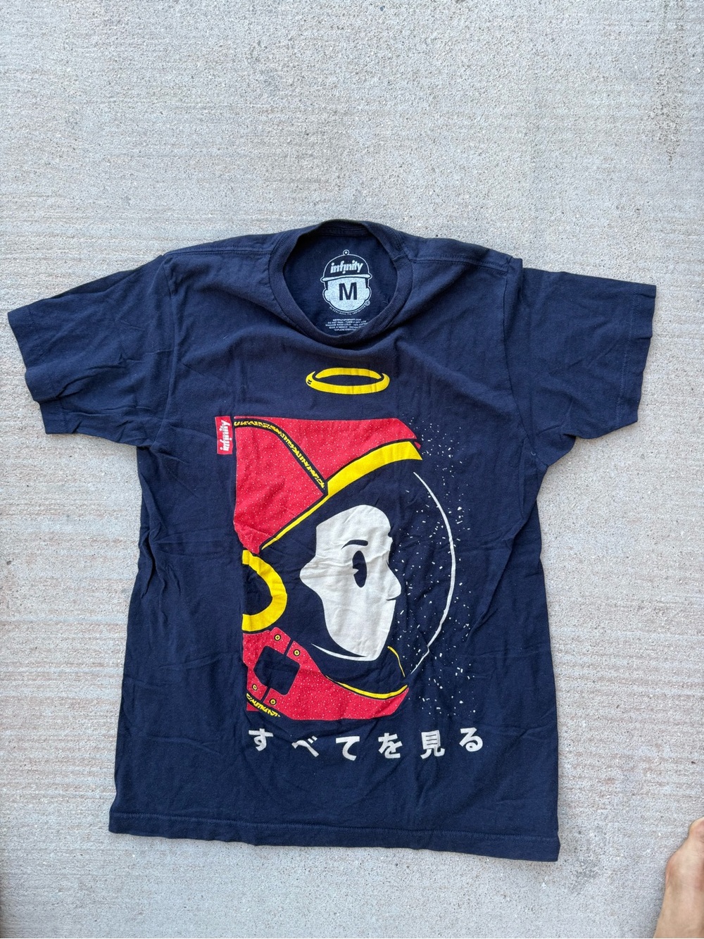 NFINITY Navy Kids Short-Sleeve Tee with Red & Yellow Astronaut Graphic